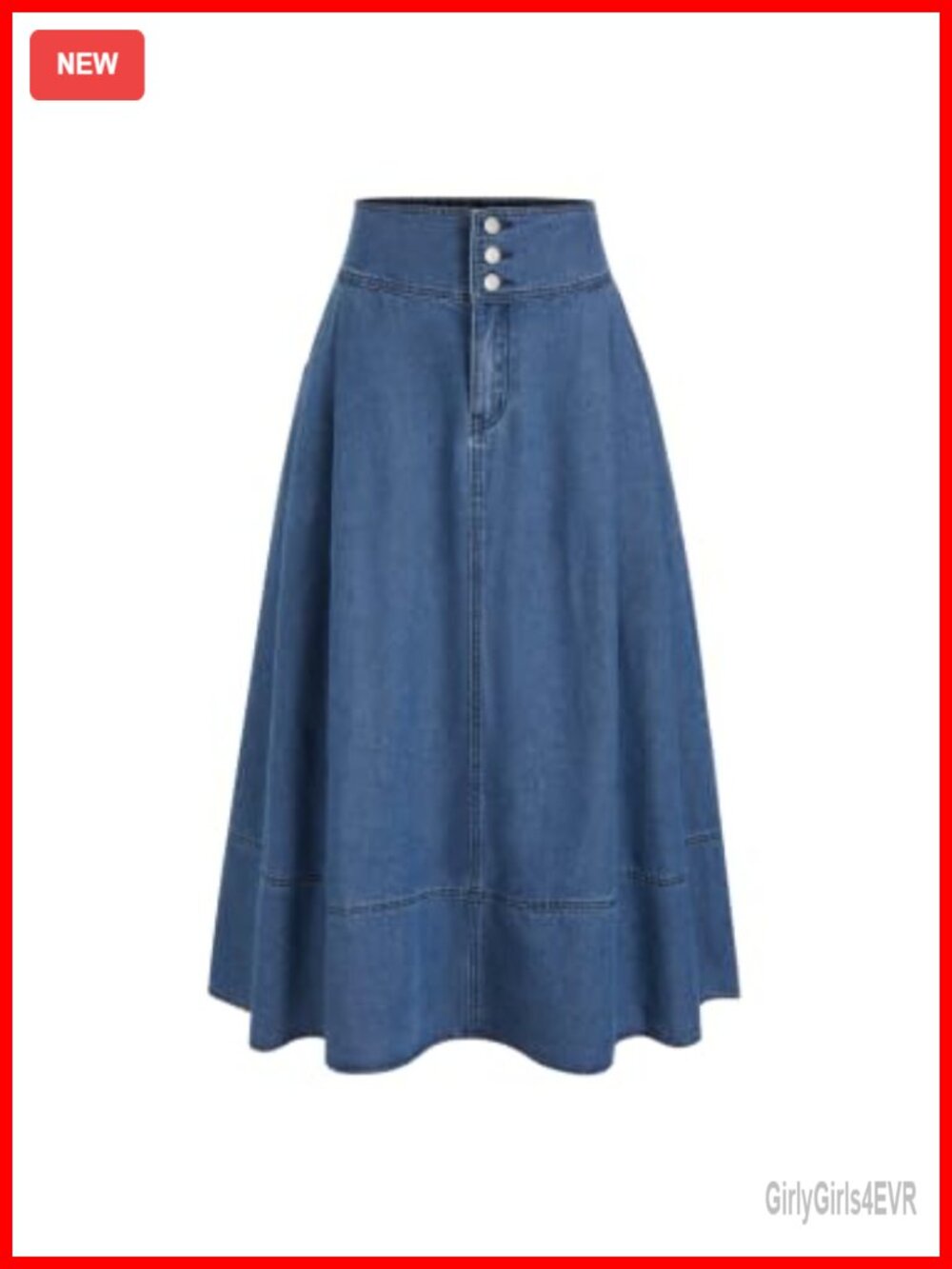 Womens High Rise Denim Maxi Skirt Button Fly A-Line Pockets